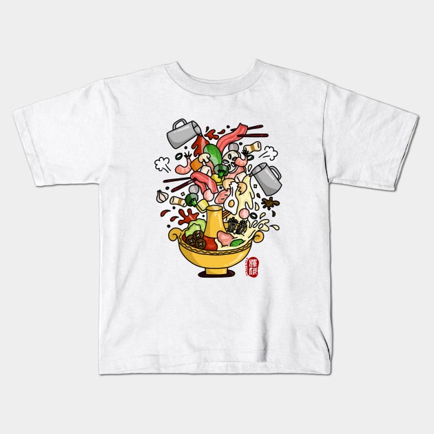 Hot Pot (colour) Kids T-Shirt by Fan Doodle